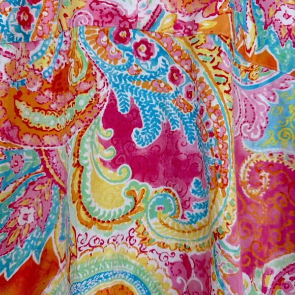CHAPS Women's Sz 2X Paisley Print Multicolored Button Down Cotton Spring Shirt - Picture 9 of 13
